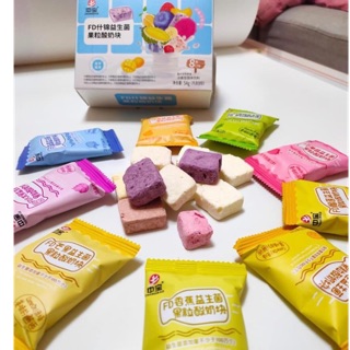 HỘP 54gr VIÊN SỮA CHUA TRÁI CÂY SẤY KHÔ (9 gói 18 viên)
