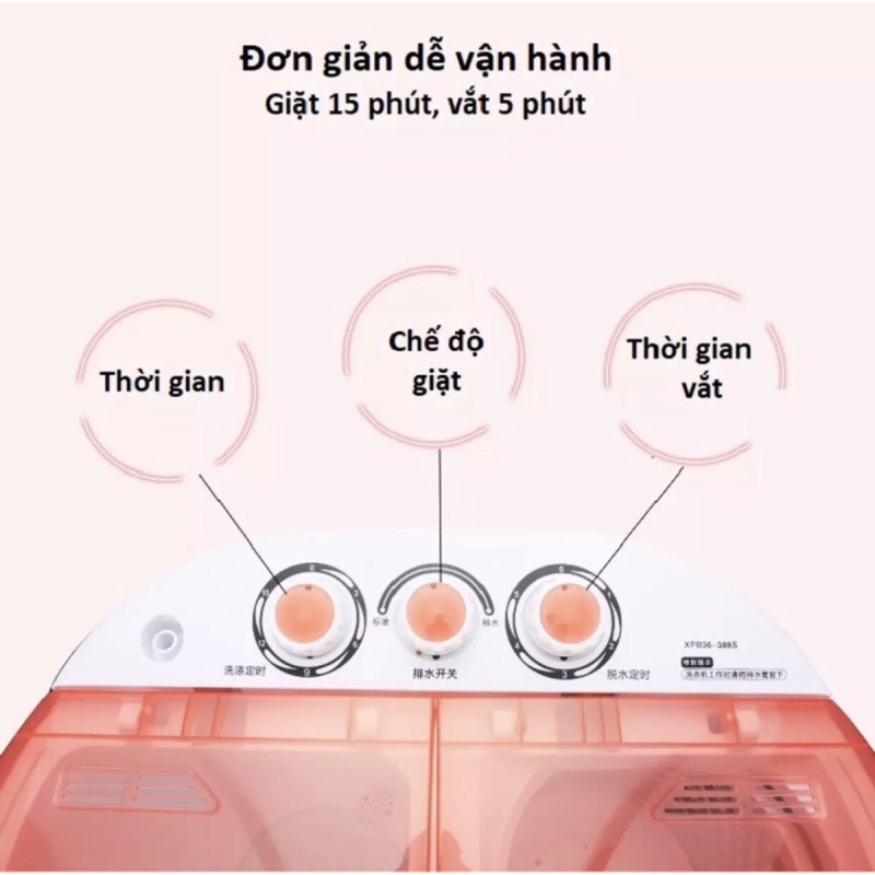 Máy giặt mini 2 lồng giặt 6kg cao cấp chính hãng siêu bền, tích kiệm điện năng dành cho gia đình