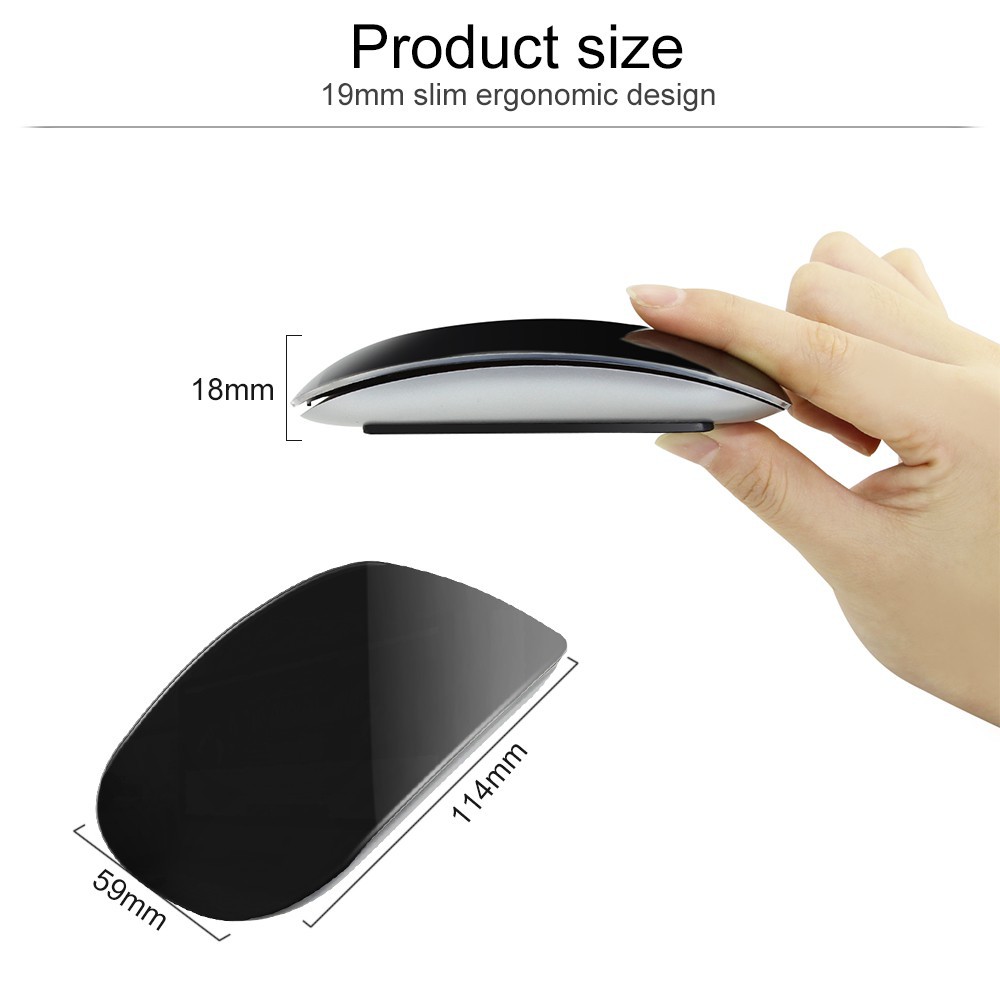 Touch Magic Wireless Mouse Ergonomic Ultra Thin USB Optical Mice 1600DPI Máy Tính Mouse For Apple Macbook PC