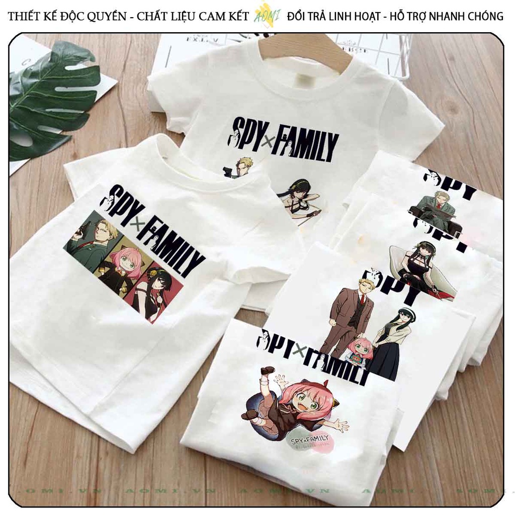 ÁO THUN UNISEX family X spy PHÔNG TRẮNG TAY NGẮN NAM NỮ GIA ĐÌNH CẶP ĐÔI SIZE TRẺ EM BÉ TRAI GÁI AOMIVN