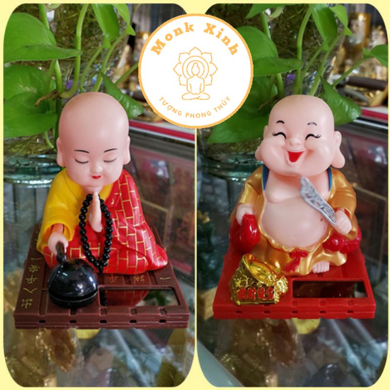Tượng Chú Tiểu Và Tượng Di Lặc Lắc Đầu Dành Cho Trang Trí - Sử Dụng Năng Lượng Mặt Trời
