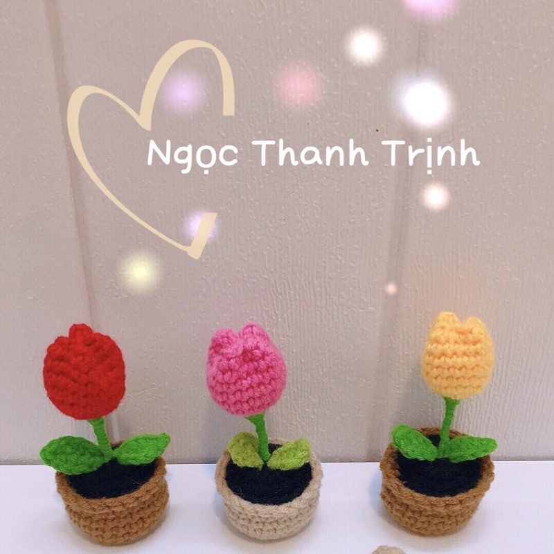 Chậu Hoa Bằng Len Mini, Trang Trí Móc Khoá Len Xinh🌸