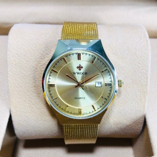 🌟LUXWATCH🌟Đồng hồ nam dây lưới thép Japan Wwoor 8016 (ĐEN-VÀNG-XANH-TRẮNG)