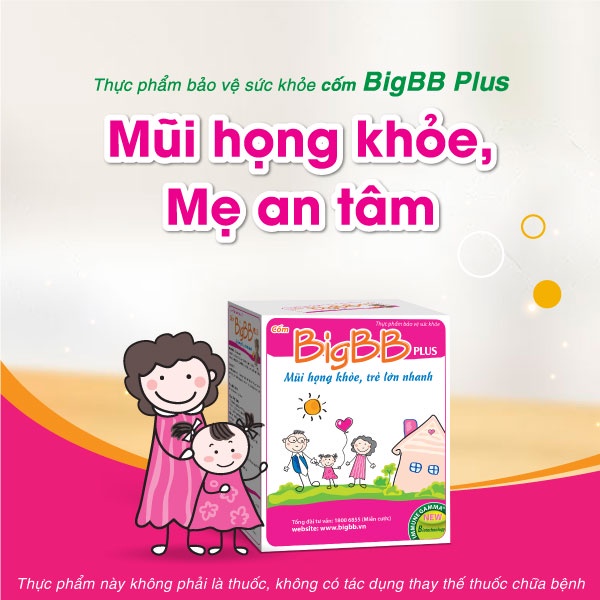 BigBB Plus ( Hồng) - Dùng cho trẻ sổ mũi, chảy nươc mũi, hô đờm ... hạn chế dùng kháng sinh.
