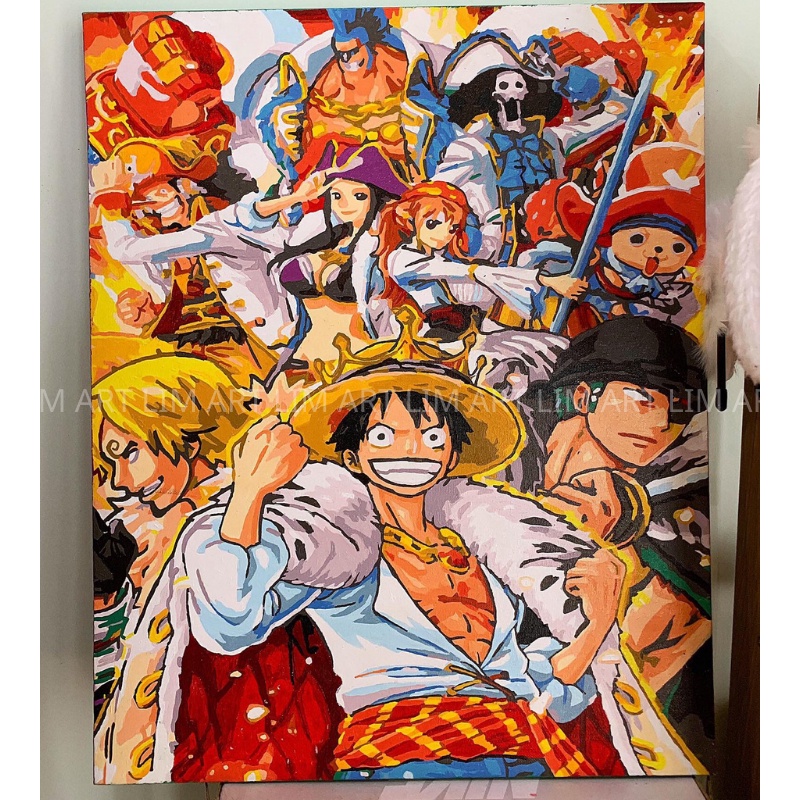 Tranh sơn dầu số hoá có khung LIM Art -Tranh tô màu theo số One Piece
