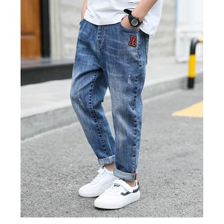 Quần Jeans bé trai mài chữ R size đại 14-56kg