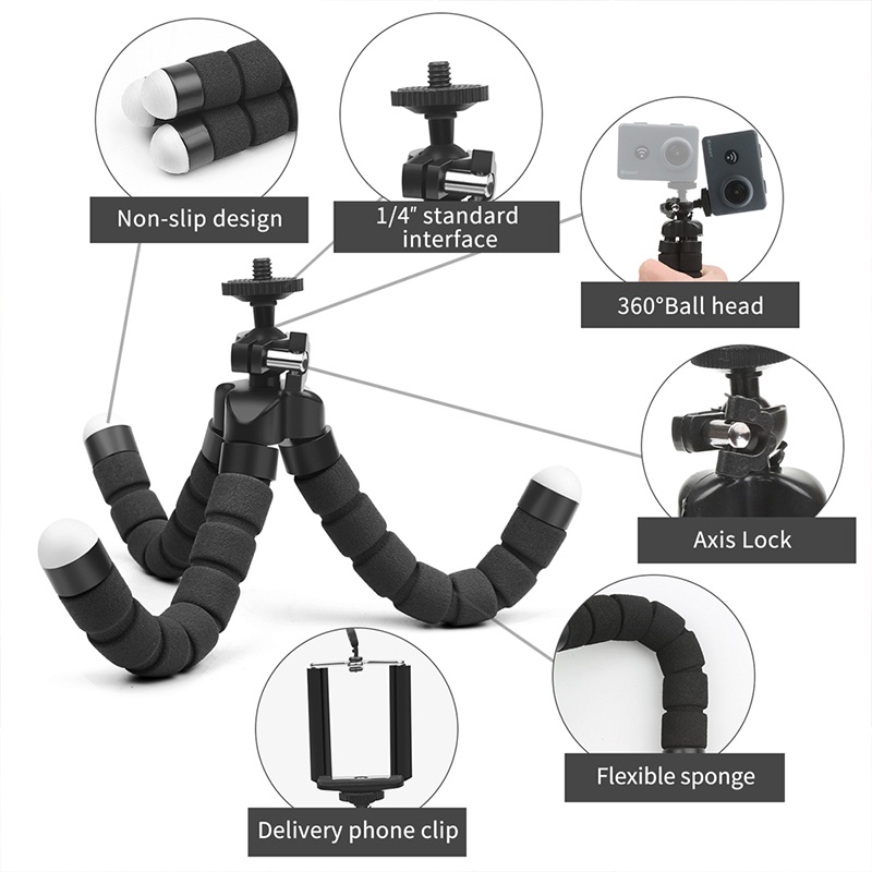 Giá Đỡ Ba Chân Mini Linh Hoạt Cho Điện Thoại / Máy Ảnh