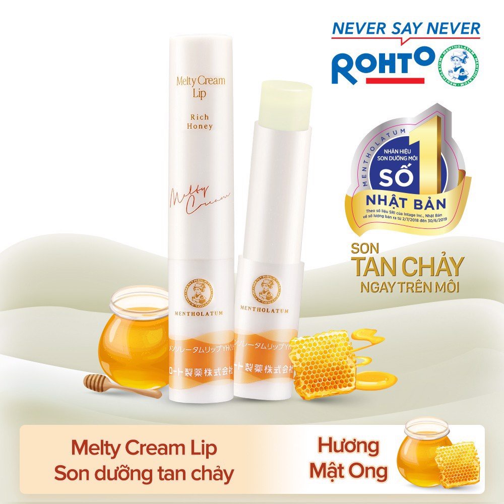 Son Dưỡng Môi Tan Chảy, Chống Nắng Rohto Mentholatum Melty Cream Lip SPF25 PA+++ [3 Mùi]