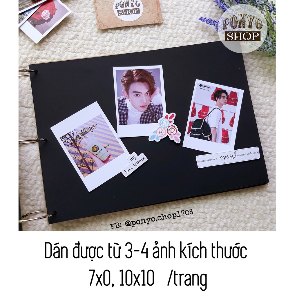 Sổ dán ảnh Scrapbook, khổ A4, gáy còng (In bìa theo yêu cầu)