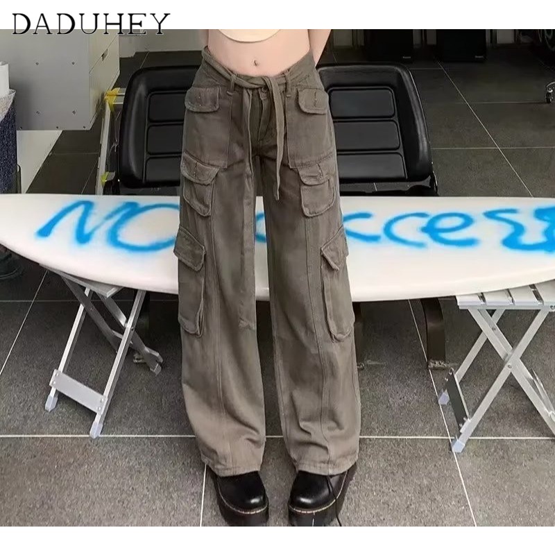 DaDuHey Men's and Women's Summer Thin 2022 Fashion Brand Functional Loose Straight Cargo Pants Ins Korean Style Trendy Fashion Joker Multi-Pocket Slacks