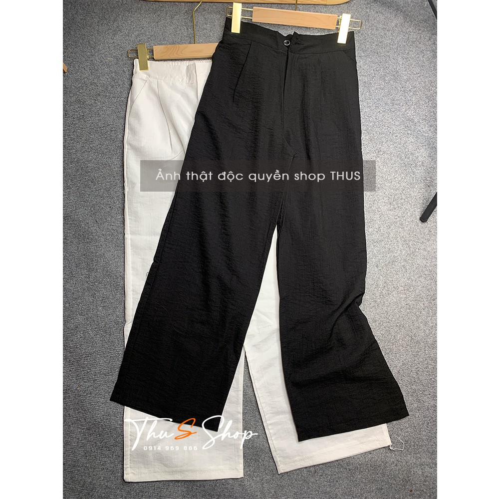 Quần ống rộng đũi suông dáng dài THUS Culottes xuông khóa thật hàng cao cấp Q2C03