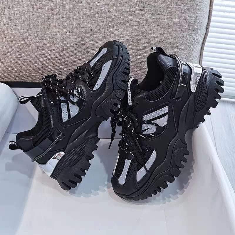 Giày Thể Thao Sneaker Nữ Gót Bạc Có Phản Quang