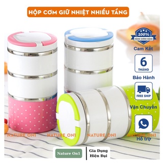 Hộp Cơm Giữ Nhiệt Inox Nhiều Tầng Có Lớp Cách Nhiệt Dung Tích Lớn