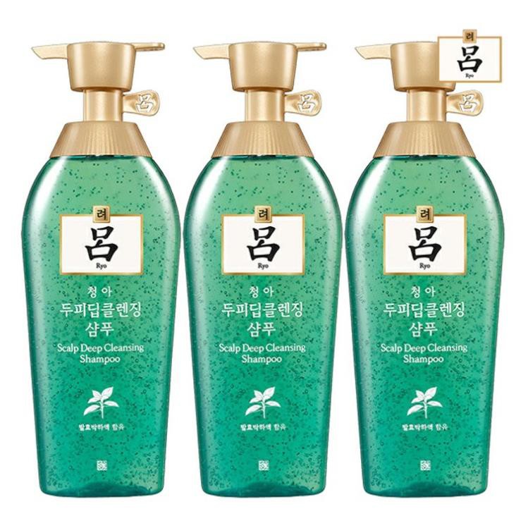 Bộ Dầu Gội Thảo Dược Ryo Màu Xanh Scalp Deep Cleaning 500ml set 3