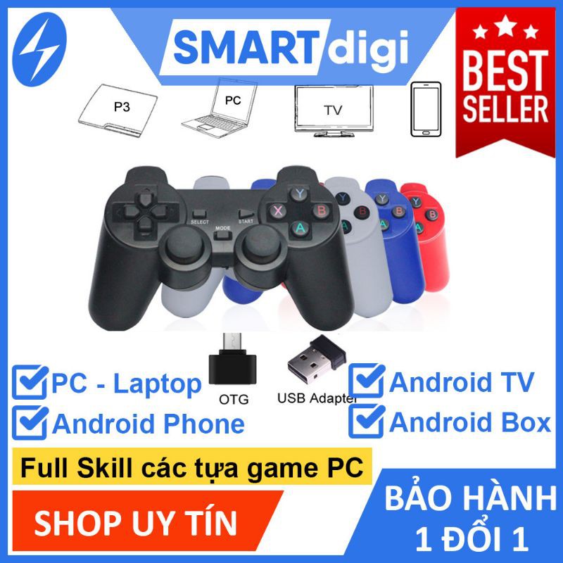 Tay cầm chơi game PC Laptop / Điện thoại Android / Android TV /Android Box/PS3 – Tay cầm chơi game không dây USB 2.4G D7
