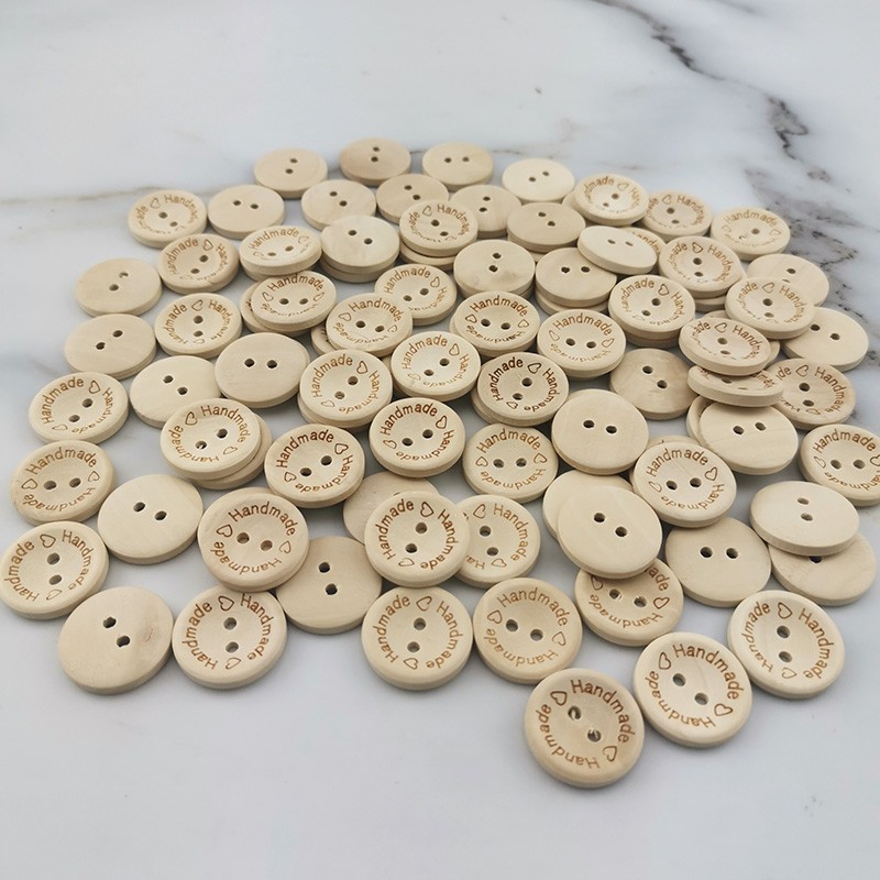 Bộ 100 Nút Gỗ Tròn 2 Lỗ Kích Thước 20mm
