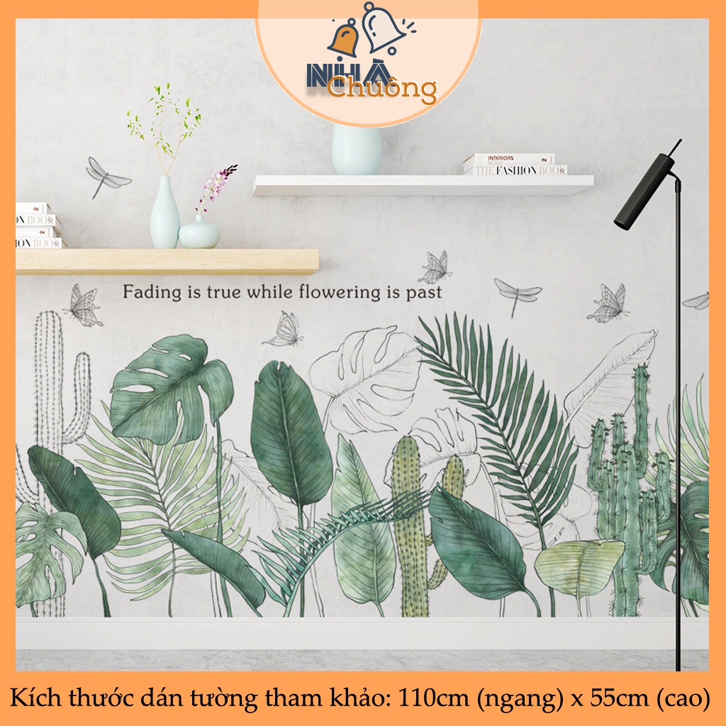 Decal dán tường phòng ngủ, phòng khách phong cách Hàn Quốc cao cấp Mẫu Vườn Bắc Âu C1
