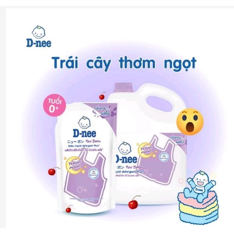 Nước giặt dnee túi 600ml nội địa Thái giặt xả 2 trong 1 thơm lâu bền màu an toàn cho trẻ sơ sinh
