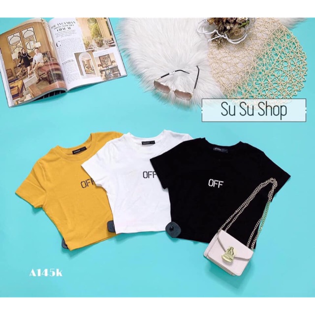 Áo crop thêu chữ OFF