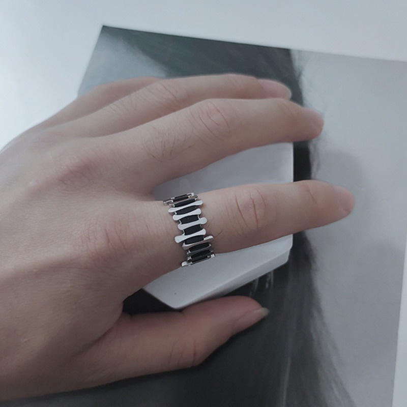 Nhẫn Thép Titan Thiết Kế Không Đồng Đều Nâng Cao Phong Cách hip hop ins Cho Cặp Đôi