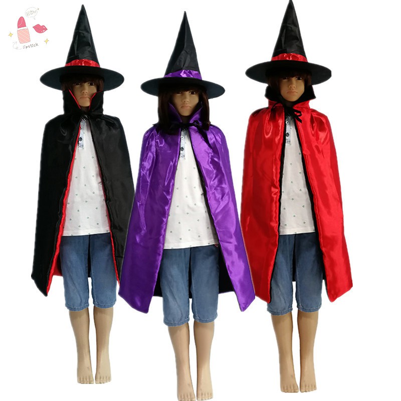 Set Áo Choàng Và Nón Phù Thủy Hóa Trang Halloween