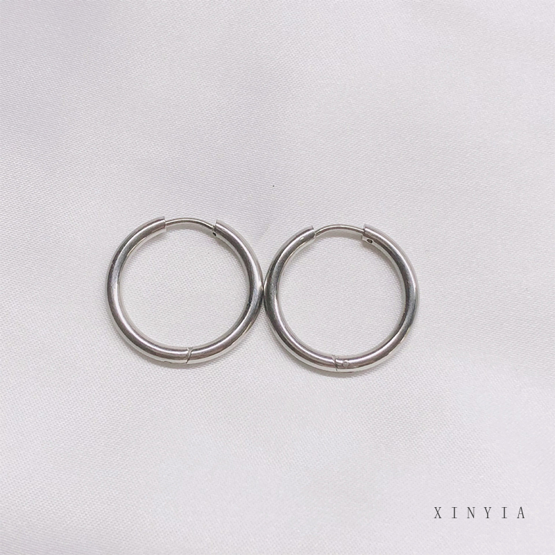 Bông tai dáng tròn thiết kế đơn giản hợp thời trang phong cách Hàn Quốc cho nữ (1 pcs)