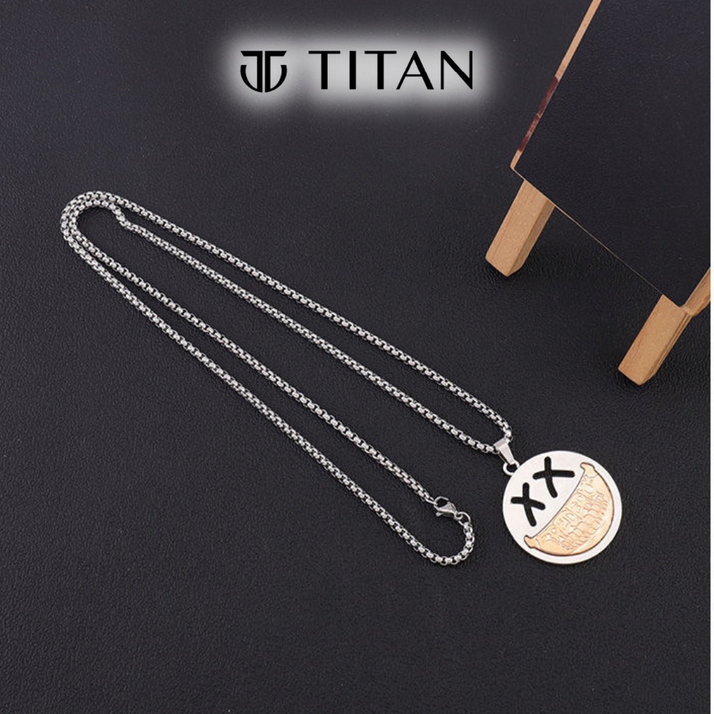 Dây chuyền nam nữ Bboy mặt cười, vòng cổ Grillz thời trang unisex màu bạc phong cách hiphop cá tính chất ngầu Titan Shop