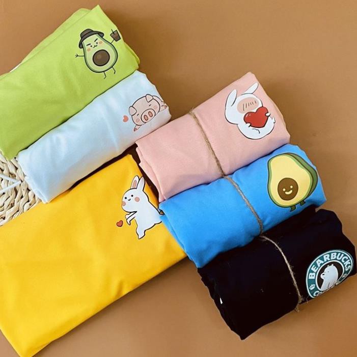 [Hàng Xịn, Giá Tốt] Áo Phông Thun Nữ Tay Ngắn Icon Họa Tiết Hươu Cao Cổ  Hàn Quốc - Unisex - Cotton - Mã AT026