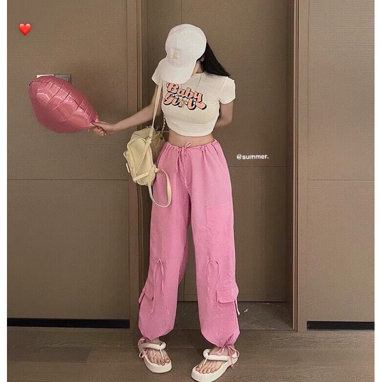 Áo thun Croptop ngắn tay BABYGIRL đen trắng xanh QN