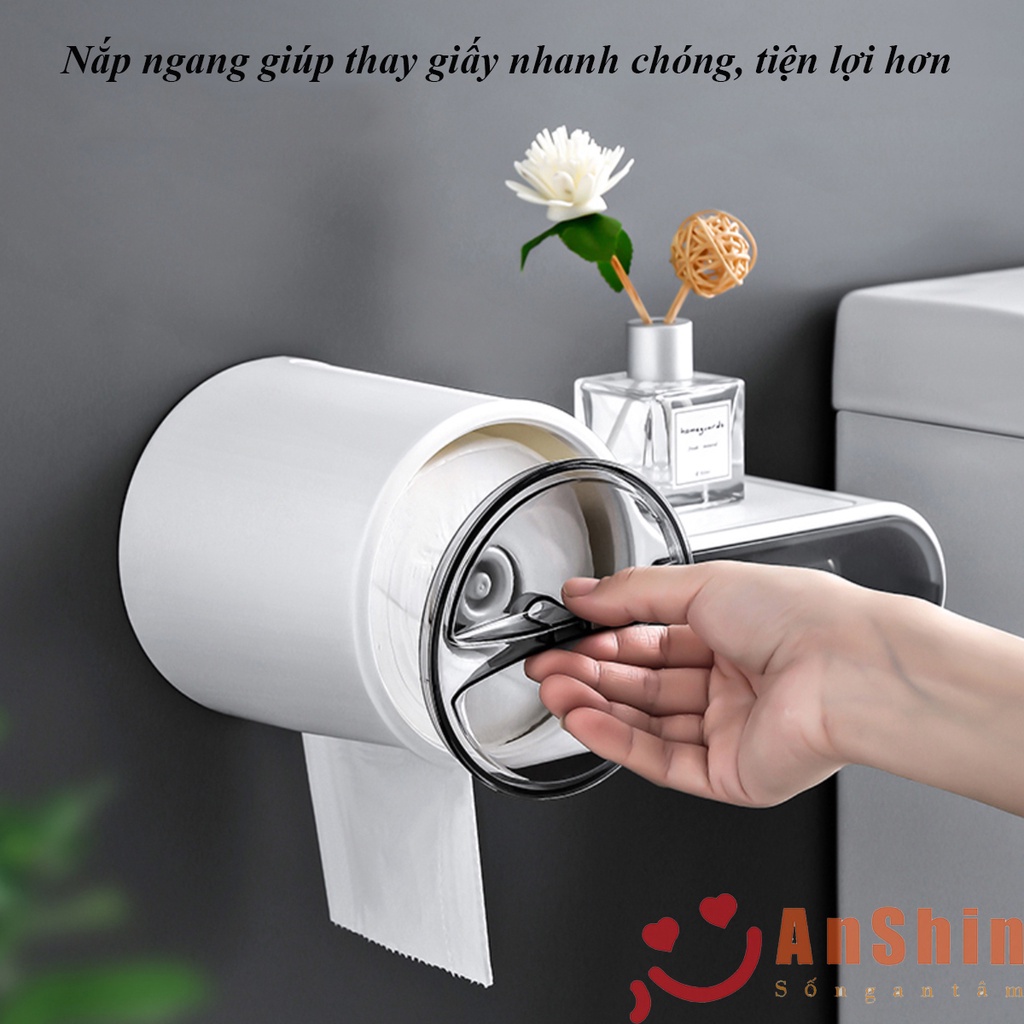 Hộp đựng giấy vệ sinh dán tường 2 ngăn chống thấm nước, nhựa ABS siêu bền, thiết kế hình chìa khóa