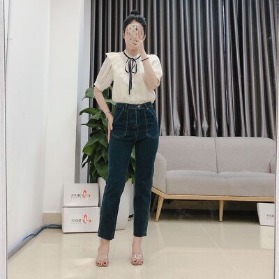 Min's Shoes - Quần jean nữ ống rộng lưng cao, bò suông phong cách thời trang Hàn Quốc 115