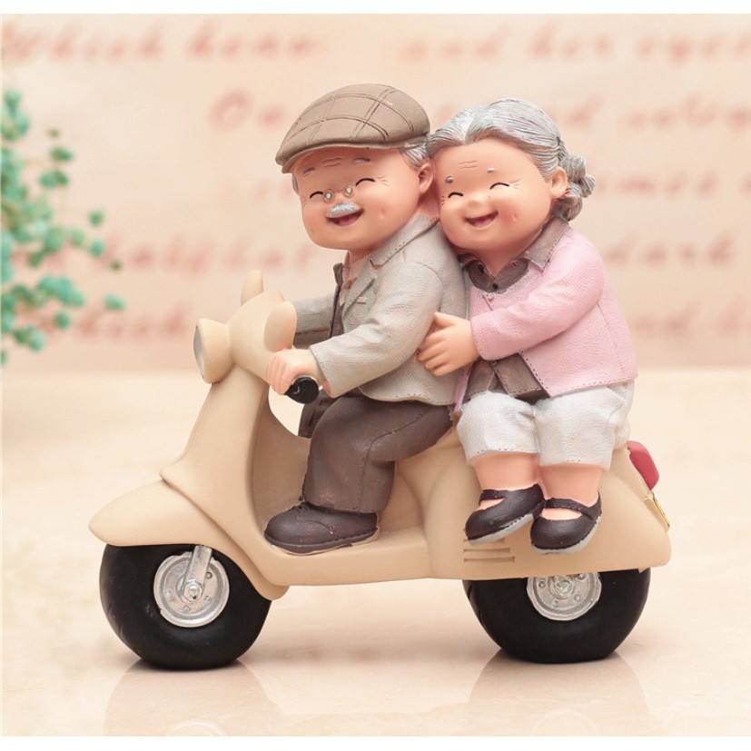 Bộ tượng trang trí ông bà làm quà tặng, trang trí cây cảnh