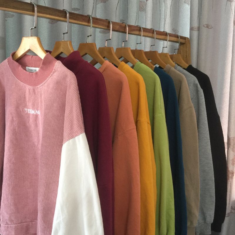 Áo sweater 2hand nỉ da cá dài tay oversize
