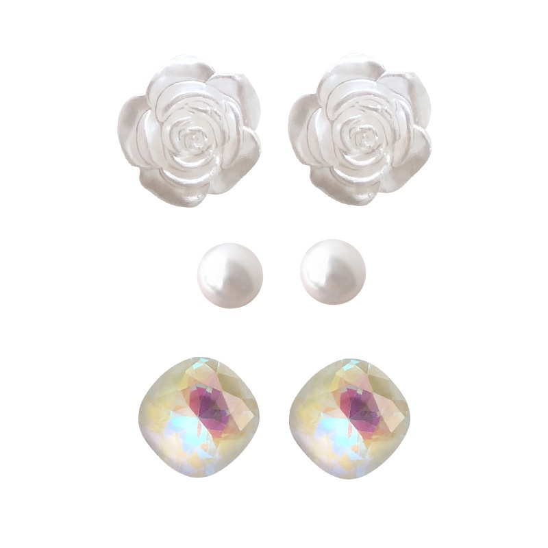 2022 Bông Tai Hoa Hồng Ngọc Trai Kết Hợp Phong Cách Mới