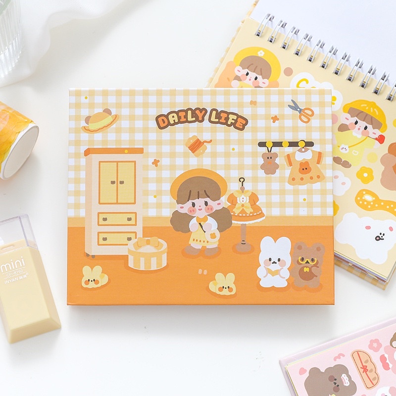 Sticker cute/Sổ sticker hình dán 27 trang dễ thương trang trí sổ planner bullet journal Hàn Quốc Tẻn Tẻn