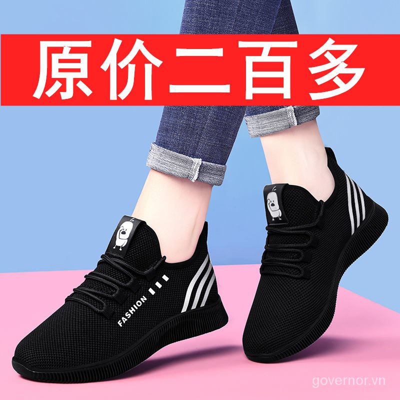 Giày thể thao đế bằng phối lưới thoáng khí chống trượt thời trang cho nữ