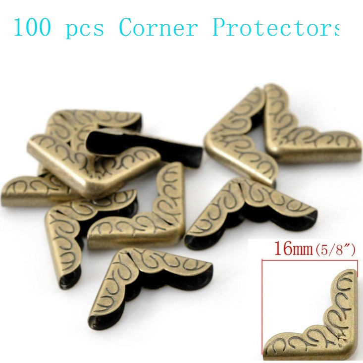 100 Miếng Bọc Góc Sách Kim Loại Màu Đồng Kích Thước 16x16mm