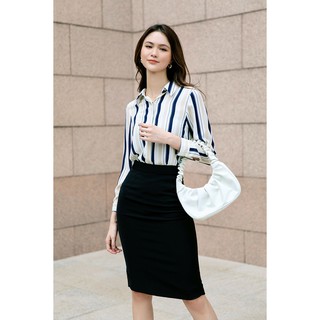 Áo Sơ Mi Lụa Cát Xanh Đen Elegant