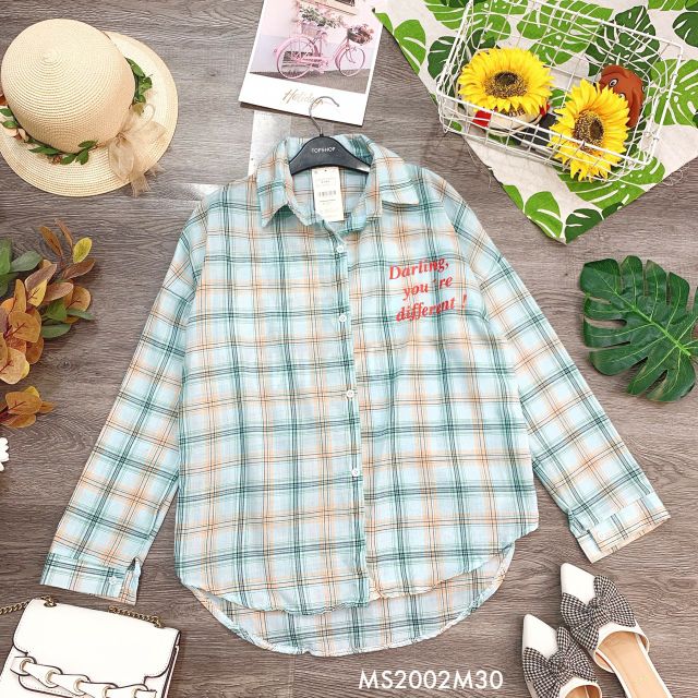 Áo sơ mi kẻ ô moschino Quảng Châu (Ảnh thật)