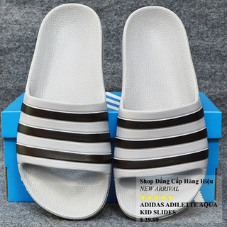 Dép trẻ em Adidas Adilette Aqua Kid màu xám sọc đen