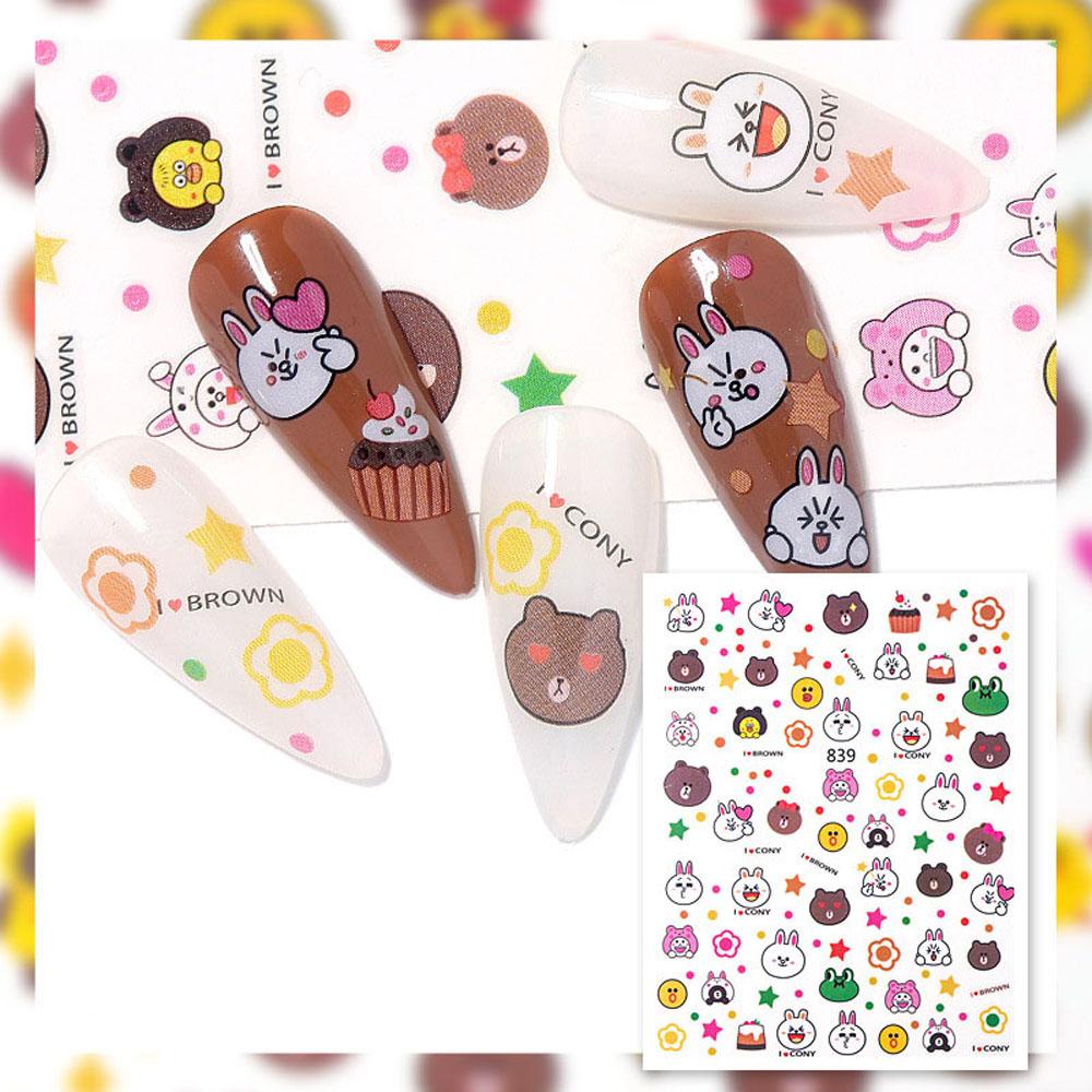 [Hàng mới về] Sticker dán trang trí móng tay hình vịt vàng/gấu dâu/bàn chân mèo/cún hoạt hình dễ thương DIY cho nữ