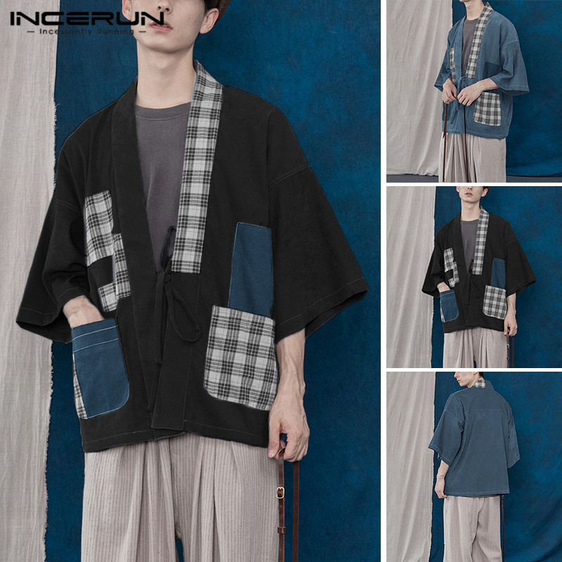 Áo khoác cardigan INCERUN tay 3/4 phong cách Vintage thời trang nam nữ | BigBuy360 - bigbuy360.vn