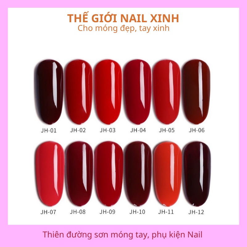 Sơn gel AS sơn móng tay gel sơn nail các tone màu đỏ đỏ tươi đỏ đô mã JH 15ml