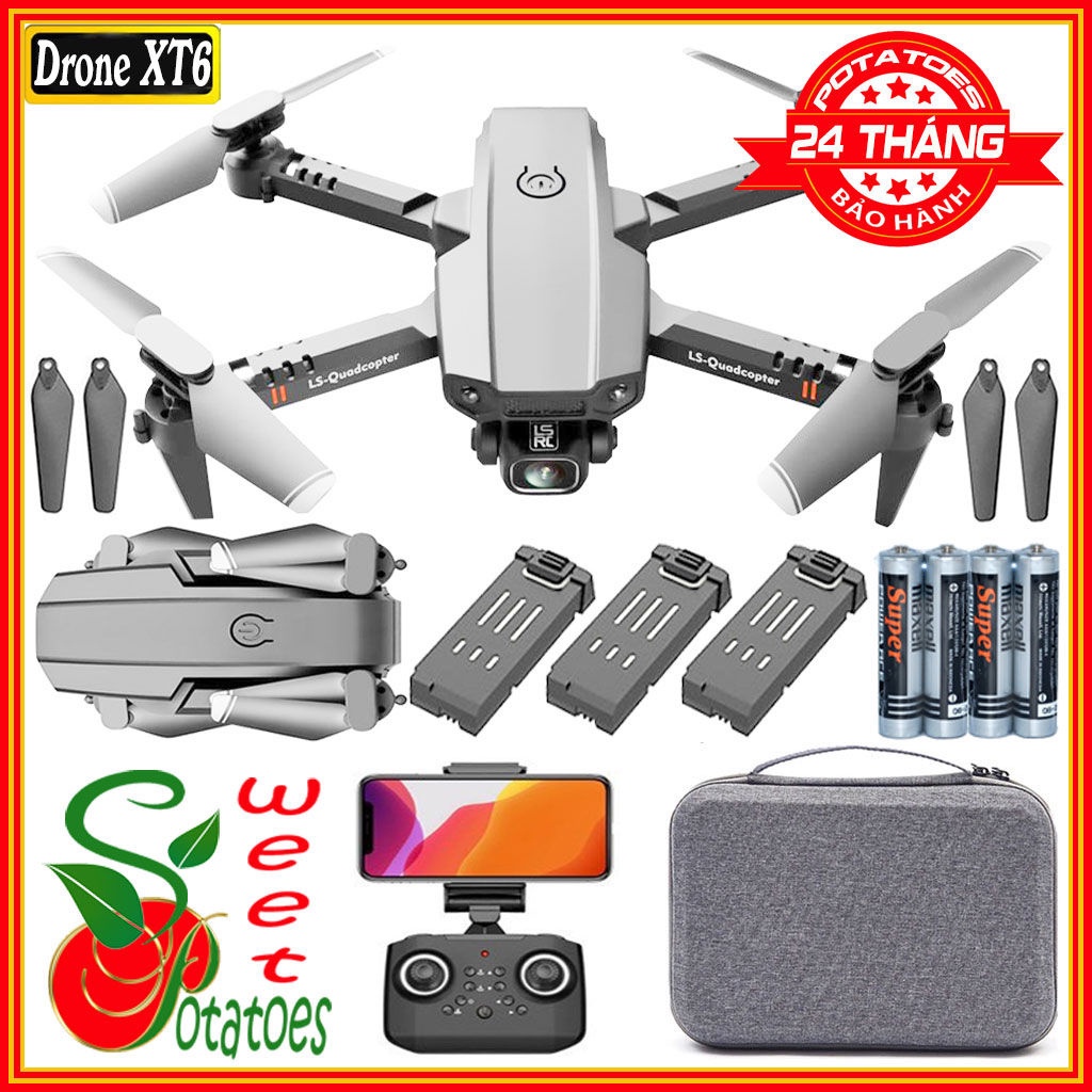 Máy bay camera 4k flycam mini giá rẻ ⚡️BẢO HÀNH 24 THÁNG⚡️ Flycam drone XT6 điều khiển từ xa quay phim, chụp ảnh | BigBuy360 - bigbuy360.vn