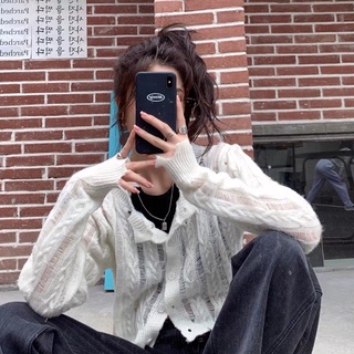 Áo len cadigan croptop trắng