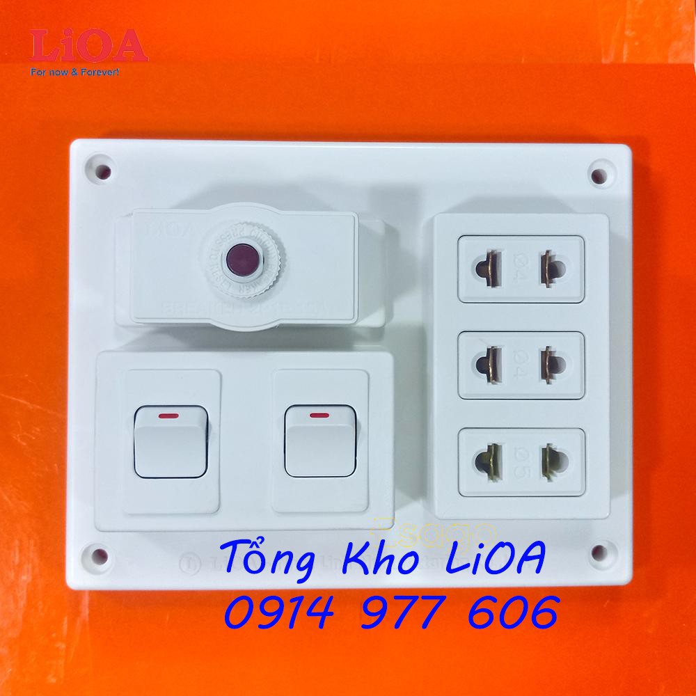 Bảng Điện Nổi CB 15A LiOA, 3 Ổ Cắm, 2/3 Công Tắc. Model: B-CB15A