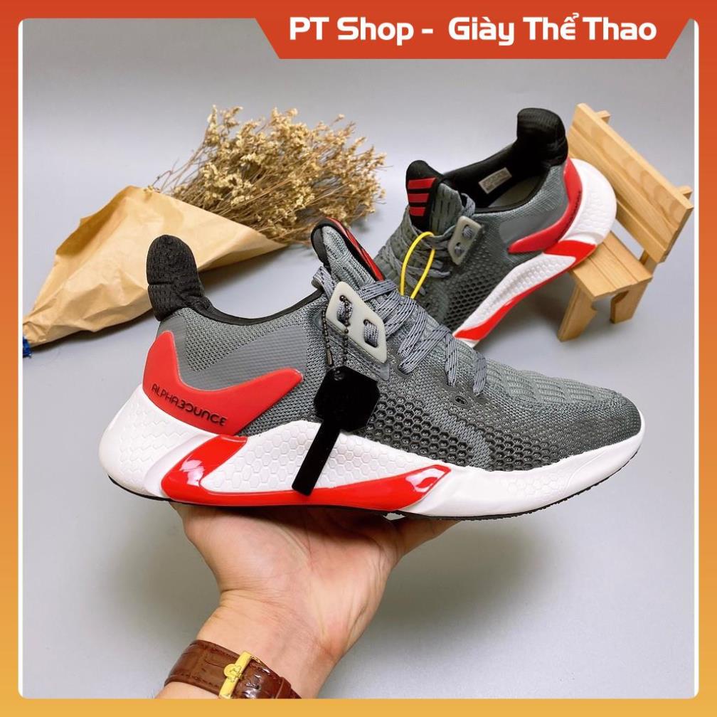 [FreeShip+Giá Hủy Diệt] Giầy Alphabounce xịn sò Full phụ kiện, Giày Sneaker Alphabounce 2020 xám đỏ , Hót trend