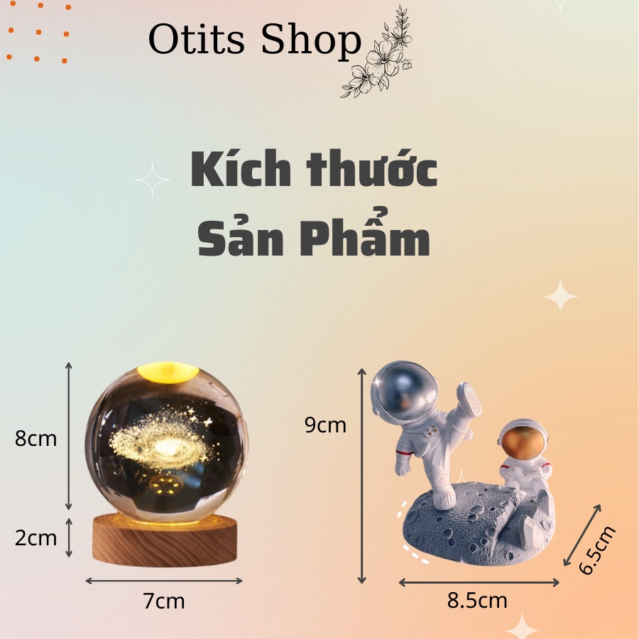 Đèn ngủ quả cầu pha lê vũ trụ để bàn, Đèn quả cầu pha lê thủy tinh decor phòng ngủ phát sáng ban đêm