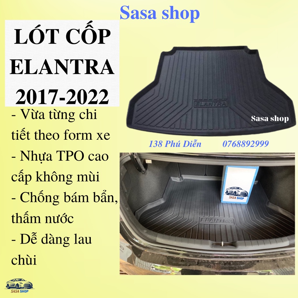 Lót cốp Elantra 2017-2022 - nhựa TPO cao cấp, chính hãng