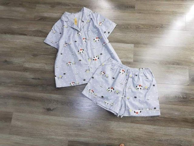 Bộ pijama victoria thô mát họa tiết dư xịn